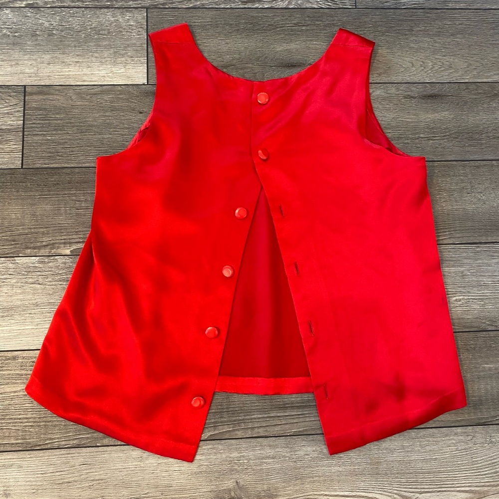 Red silk top, size S-M, vintage